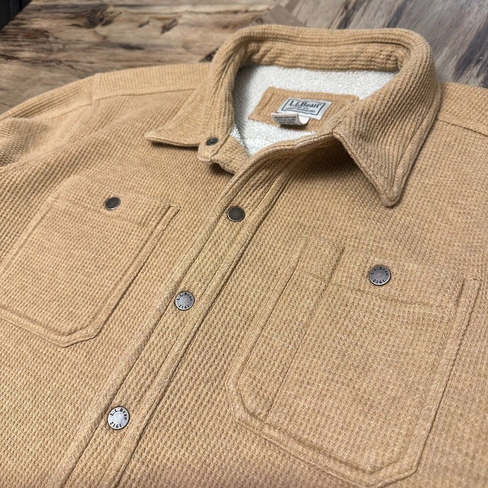 L.L. Bean Katahdin Iron Works Sherpa Lined Shirt Jacket Shacket Men’s Large - Picture 7 of 14